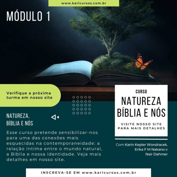 Curso Natureza Bíblia e Nós, imagem ilustrativa do curso com árvore e bíblia